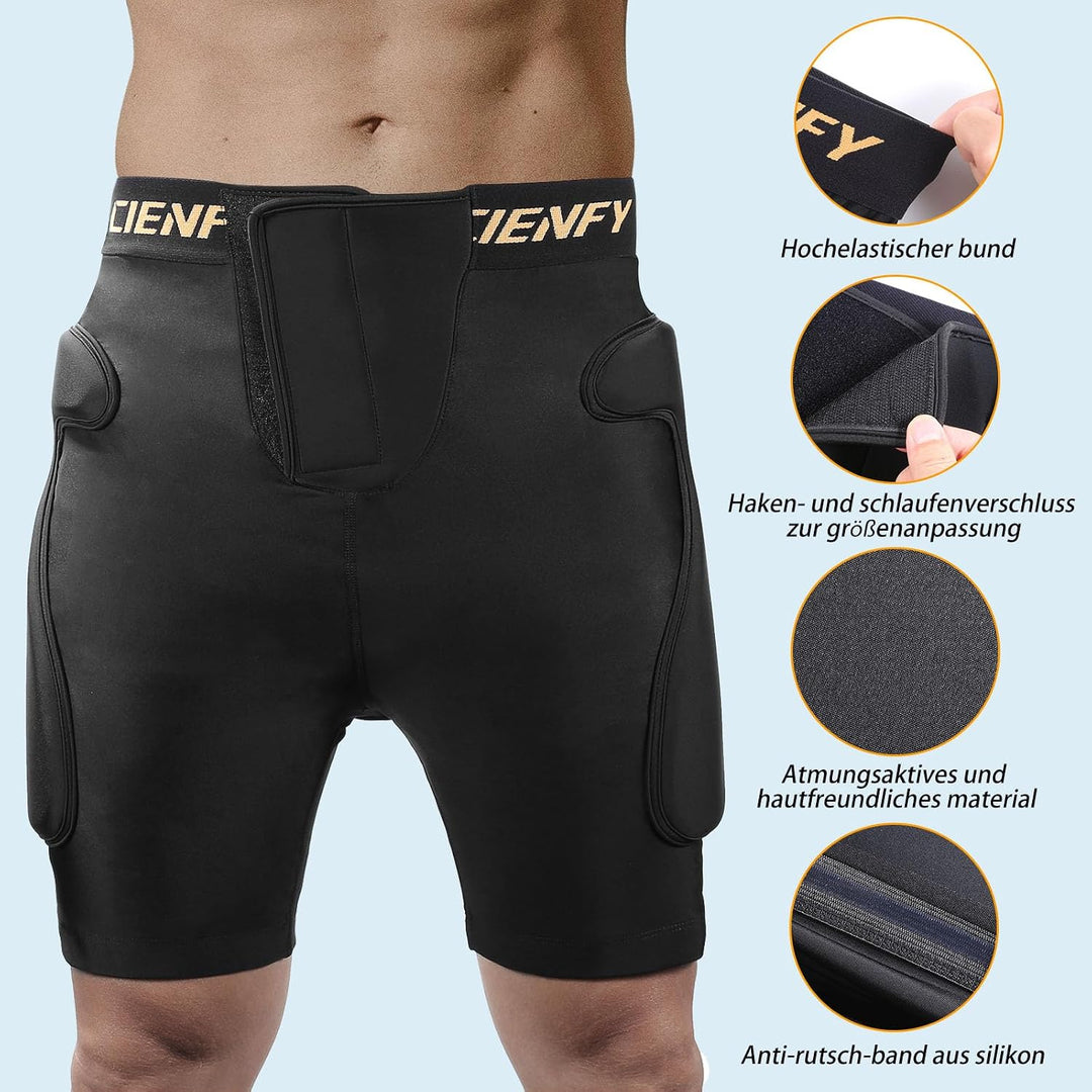 Cienfy 3D hüftschutz Eva protektorenhose gepolsterter Shorts impakthose steissbeinpad für Skifahren