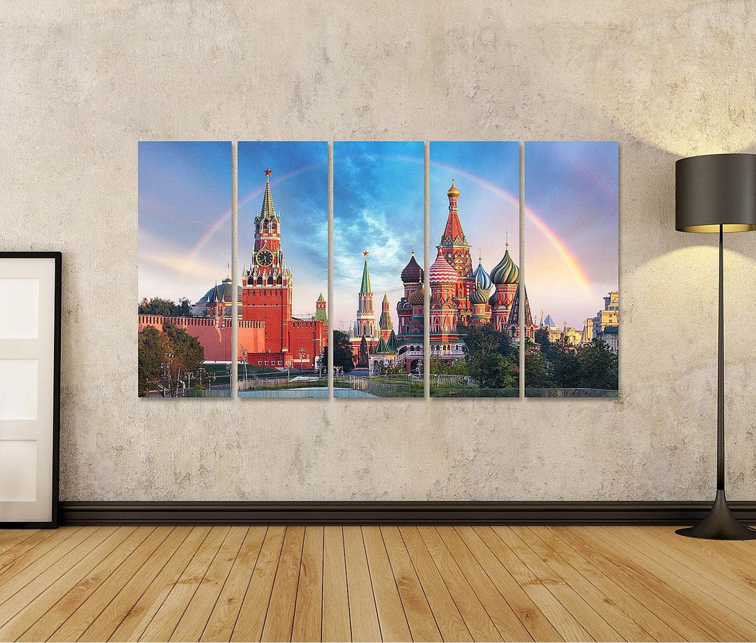 islandburner Bild auf Leinwand Moskau Panoramablick Roter Platz Kreml Bilder Wandbilder Poster 160L