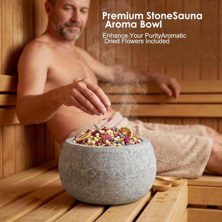 Sauna Aromaschale aus Naturstein 10,5x6 cm – Hitzebeständige Sauna Aufguss Schale für Mentholkristal