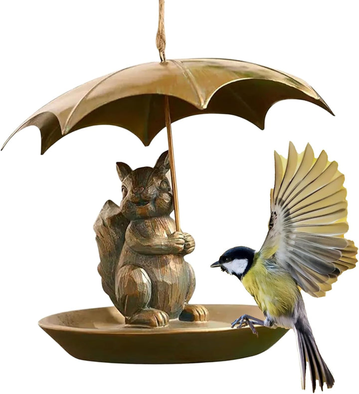 Eichhörnchen Schirm Vogelfutterhaus | Design Mit Haltendem Regenschirm -Motiv - Futterstation Für s