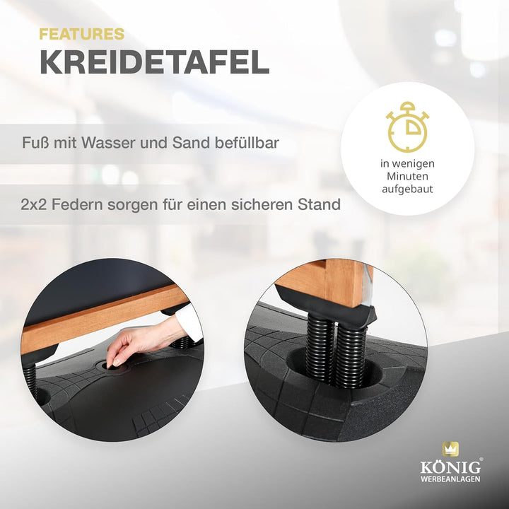 Dreifke Kreidetafel Holz Keitum Wind Line | beidseitig beschreibbar | stabiler Fuss | 2x2 Federn für