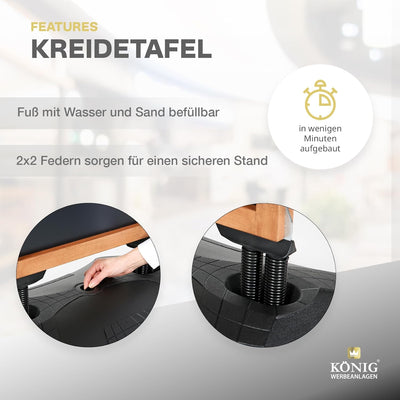 Dreifke Kreidetafel Holz Keitum Wind Line | beidseitig beschreibbar | stabiler Fuss | 2x2 Federn für