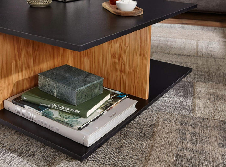 KADIMA DESIGN Couchtisch RAPIDO: 70x70x36,5 cm, 2 Schubladen, Rollen, Melaminharzbeschichtung, Weiss
