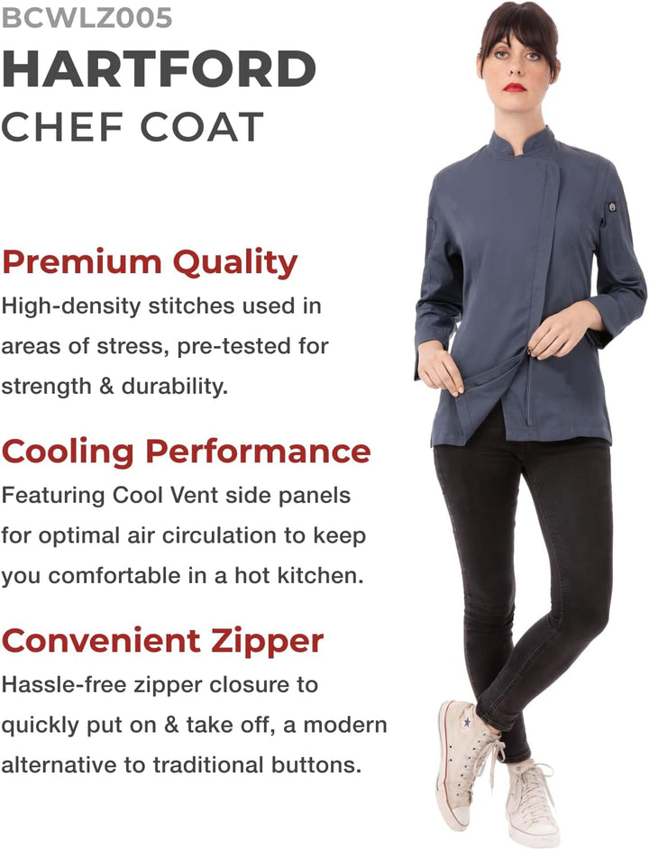 Chef Works Hartford Cool Vent Kochmantel für Damen XS Blau, XS Blau