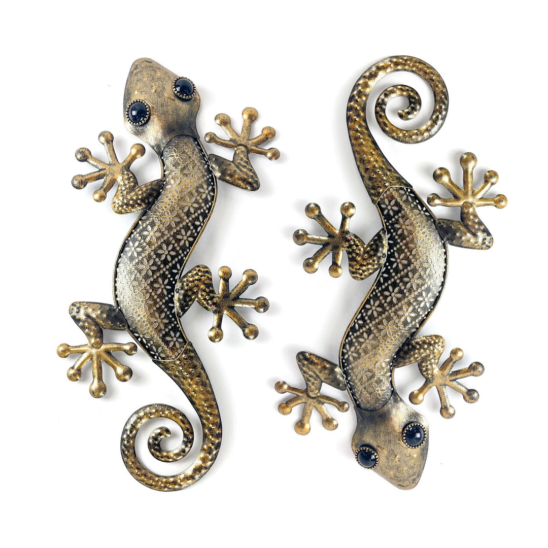 Liffy Metall Gecko Wanddekoration (goldene Eidechse), goldene Eidechse