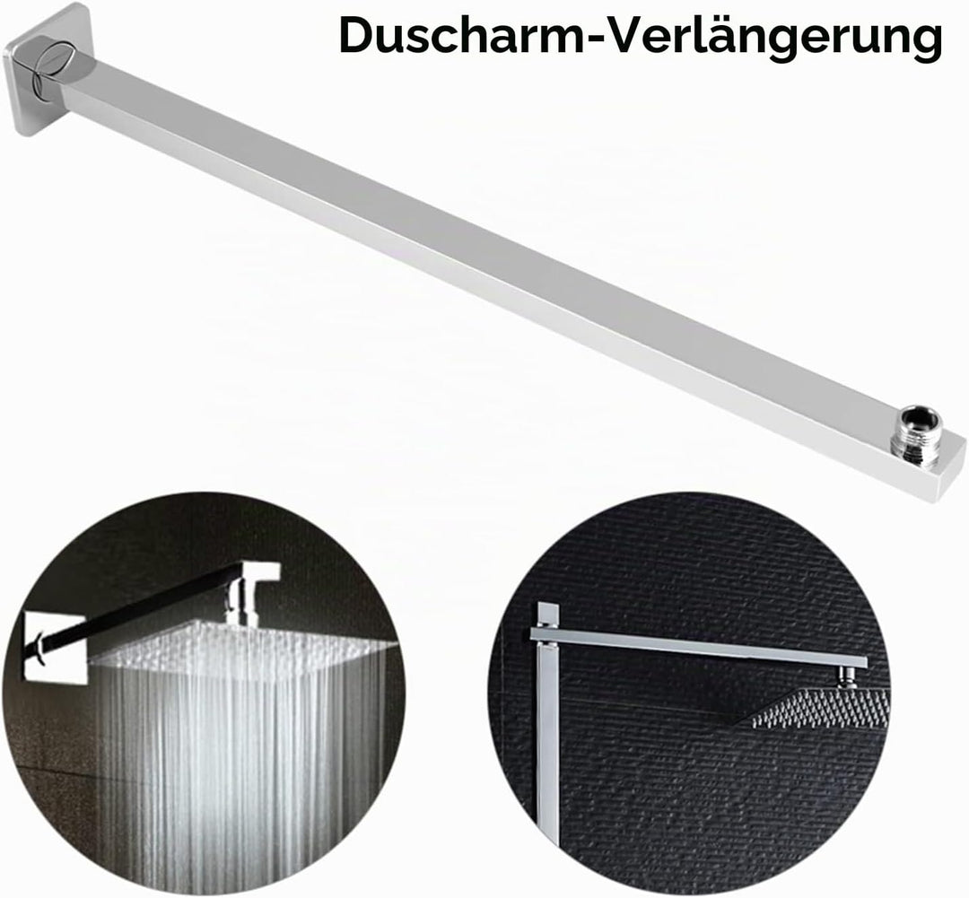 Garosa Brausearm Brausehalter 60cm Edelstahl Universal Duscharm Wandmontage für Kopfbrause Regendusc