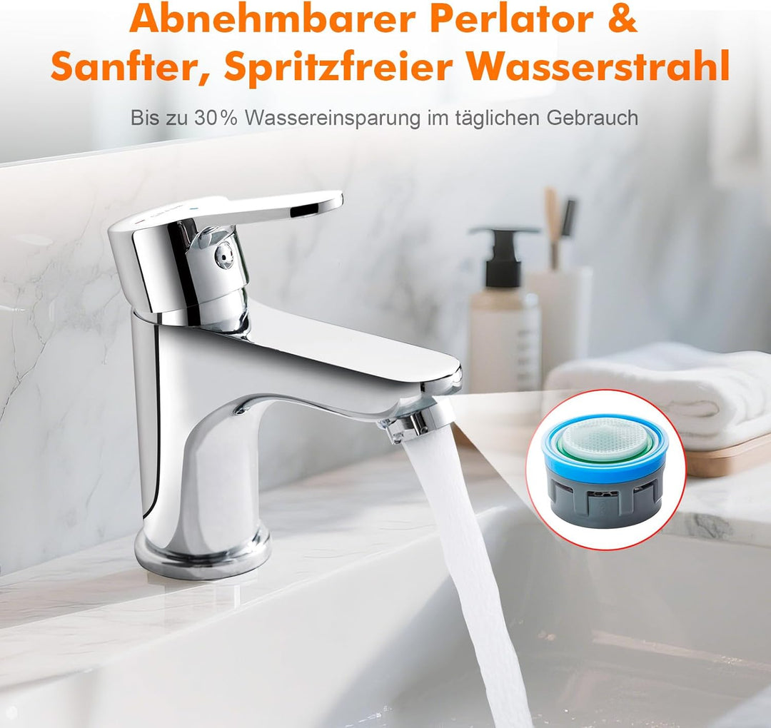 GRIFEMA Wasserhahn Bad Einhebelmischer, Waschtischarmatur Chrome Keramikkartusche, Perlator, Tropffr