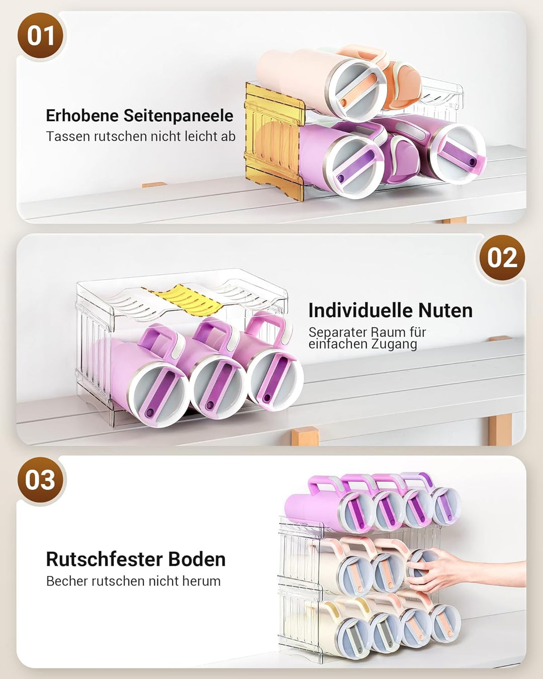 Grösser Flaschenhalter, Schrank Organizer für Küche, Flaschenregal Stapelbar für Küchen Organizer, W