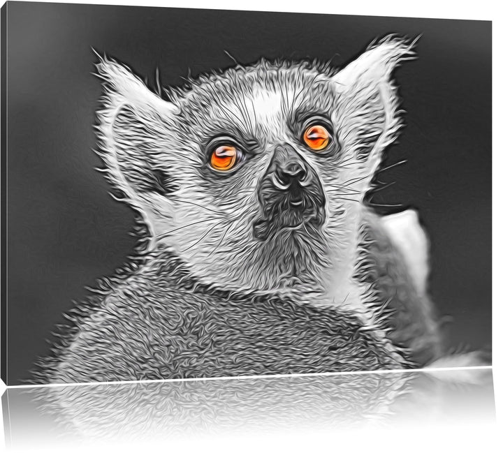 bildschöner Katta schwarz/weiss Deluxe Format: 100x70 cm auf Leinwand, XXL riesige Bilder fertig ger