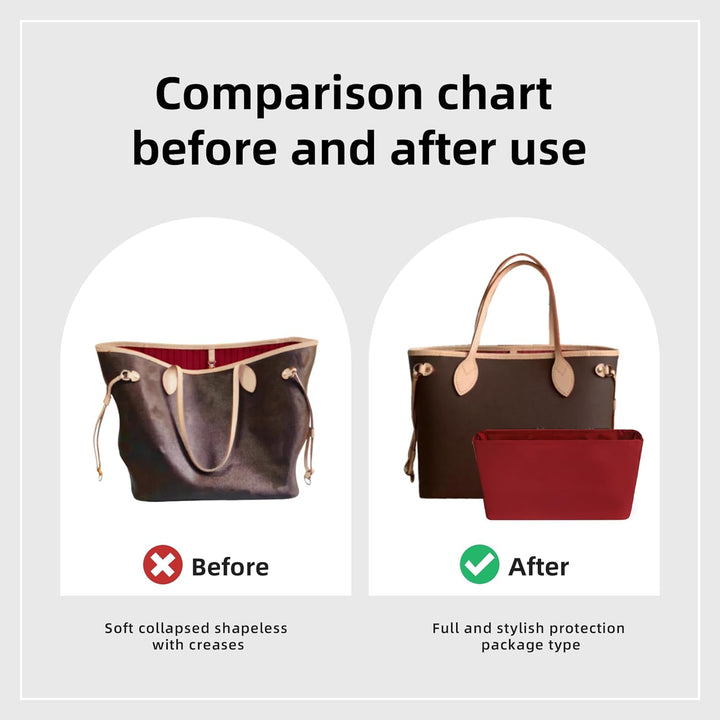 DGAZ Handtaschen Organizer Einsatz für LV Neverfull PM/MM/GM Taschen, Seide Tasche in Tasche Organiz