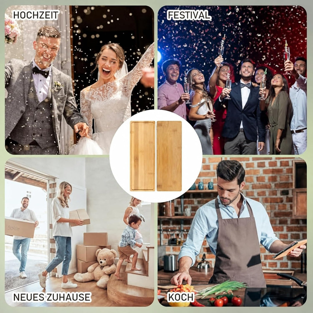 10 Stück Rechteck Bambus Tablett Untertasse, Klein Holz Serviertablett, Bambus Untersetzer Untertass