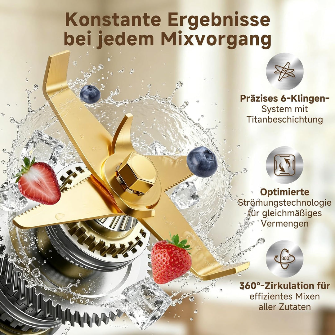 AMZCHEF Smoothie Maker 1800W Standmixer Blender, Hochleistungsmixer mit 2L Tritan-Behälter (BPA-frei