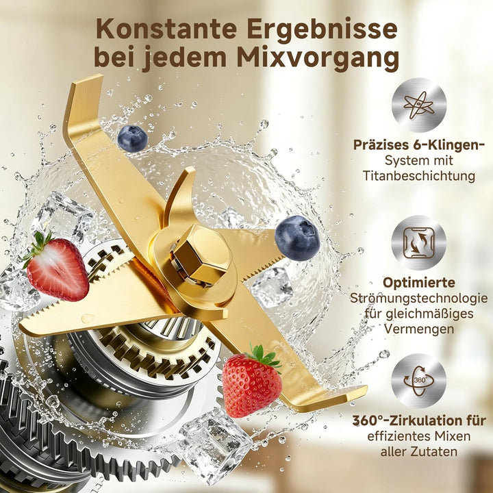 AMZCHEF Smoothie Maker 1800W Standmixer Blender, Hochleistungsmixer mit 2L Tritan-Behälter (BPA-frei