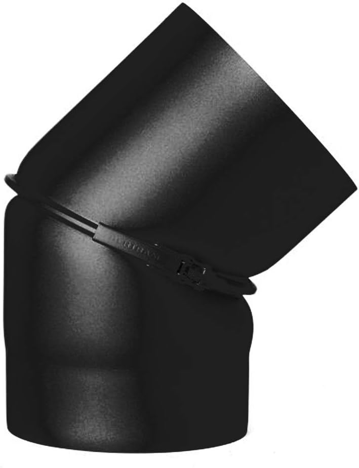 Ofenrohr 2mm 150mm 45° Bogen verstellbar 0-45° ohne Tür Schwarz 45° Bogen verst. Schwarz, 45° B