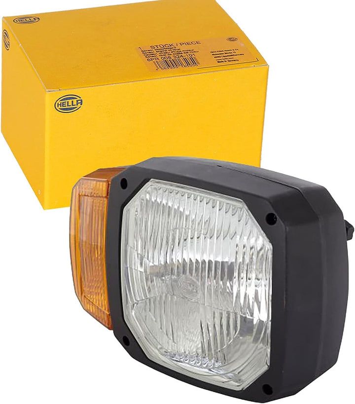 HELLA - Halogen-Hauptscheinwerfer - 12V - Einbau - Lichtscheibenfarbe: gelb - Stecker: DEUTSCH Steck