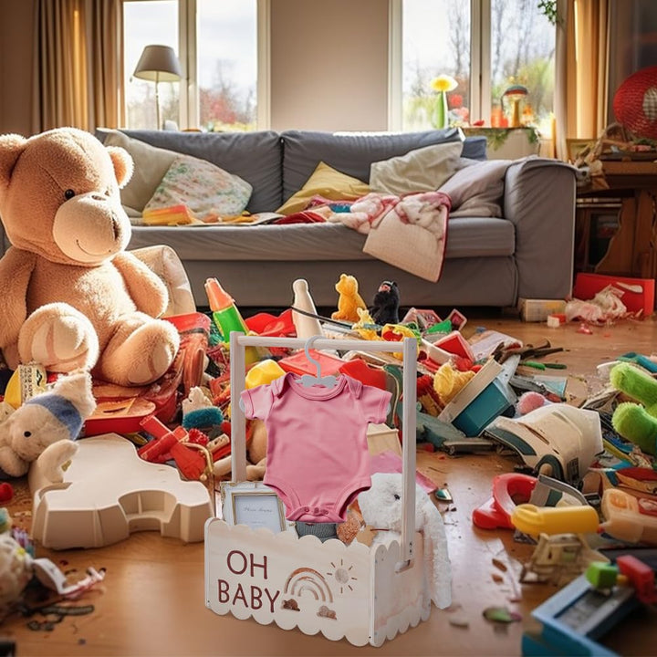 UNICRAFTALE Holz Baby Geschenk Korb mit Griff Kinder Kleiderbügel Baby-Aufbewahrungskorb Holzkiste f