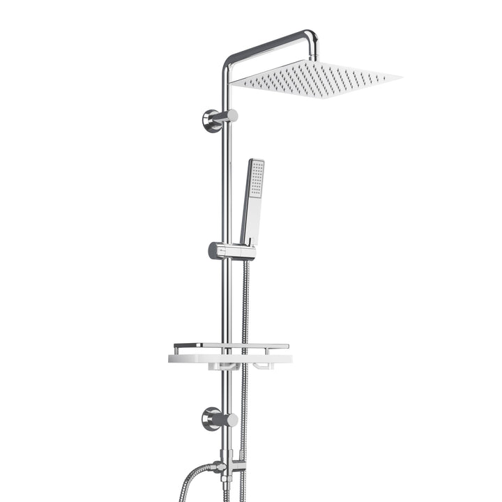 Görbach Regendusche Duschsystem mit Ablage Duschset ohne Duscharmatur Chrom (20x20) YT-2020CP-Ablage