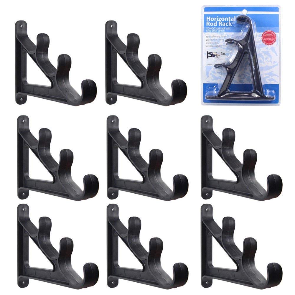 Croch Horizontal Wand Rutenhalter Rod Rack für 3 Angelruten 4 Paar, 4 Paar