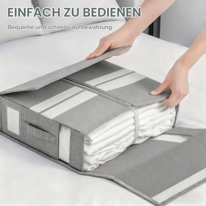 6 Stück Aufbewahrung Bettwäsche Organizer, Grau Bettwäsche Organizer Box Unterbett Organizer, Faltba