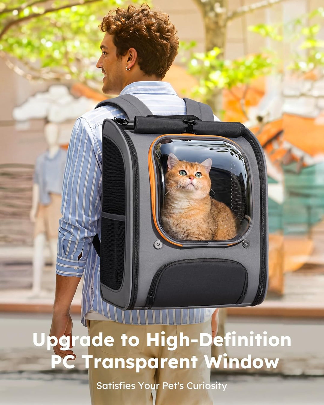 pecute Katzenrucksack Bubble Haustier Rucksack mit Netzfenster, Tragbare und Faltbare Katzentasche,