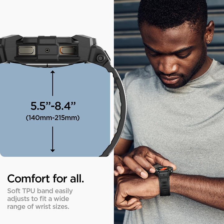 Spigen Rugged Armor Pro Hülle mit Band für Samsung Galaxy Watch 7 44mm | TPU-Unibody-Hülle mit Armba