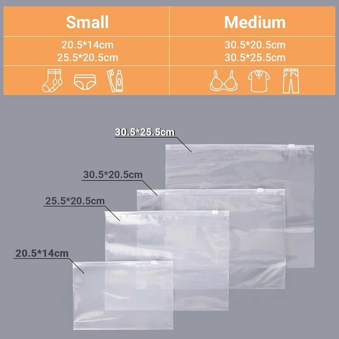 Zip Beutel Kleidung, 50 Stück 30.5 * 25.5cm Verschliessbare Plastikbeutel, Transparente Aufbewahrung