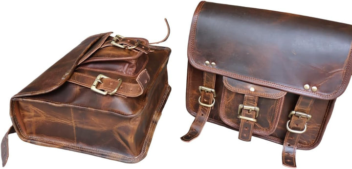 american blue 2 x Motorrad Leder Satteltasche Fahrrad Leder Umhängetasche Werkzeugtasche Braun Lenke