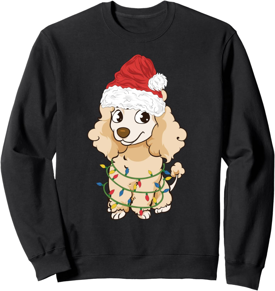 Pudel Weihnachten Süsse Pudelmama Weihnachtslichter Sweatshirt