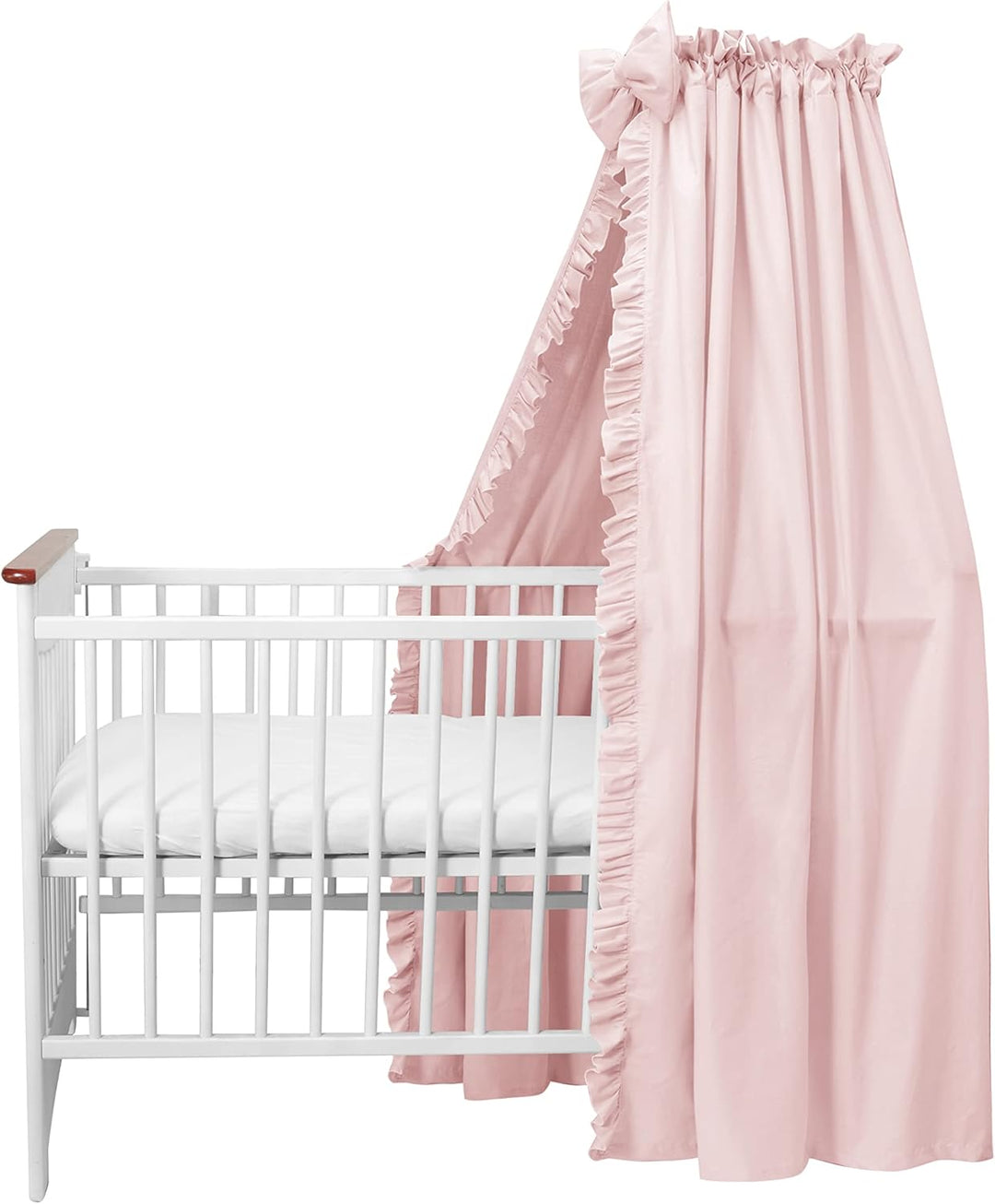 balbina Baldachin 100% Baumwolle, Deko-Set für Kinderbett, Betthimmel mit Rüsche & Schleife, Moskito