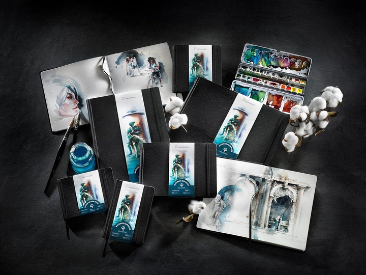 Hahnemühle Watercolour Book 100% Cotton, 250g/m², matt, oberflächengeleimt, 30 Blatt/60 Seiten, Aqua