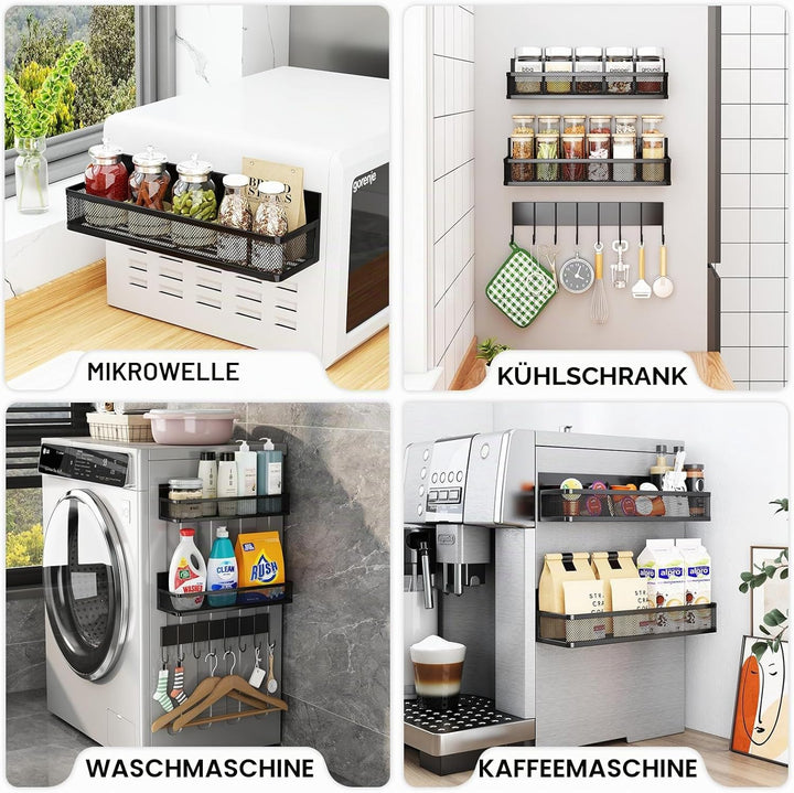 Aufworld Magnetische Gewürzregal für Kühlschrank, 3 Pack magnetische Regal, bewegliche magnetische K