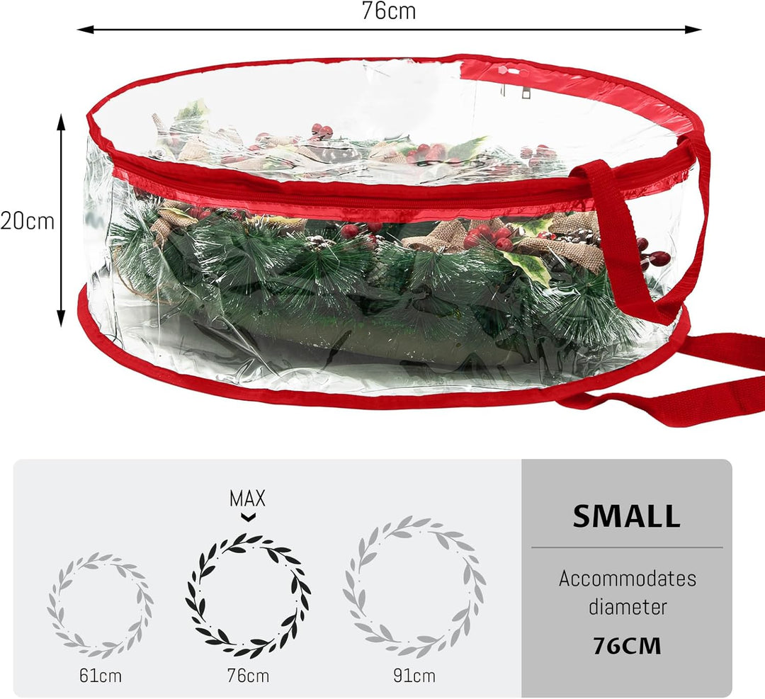 Kranz-Aufbewahrungsbehälter, Weihnachtskranz-Aufbewahrungstasche mit doppeltem Reissverschluss und G