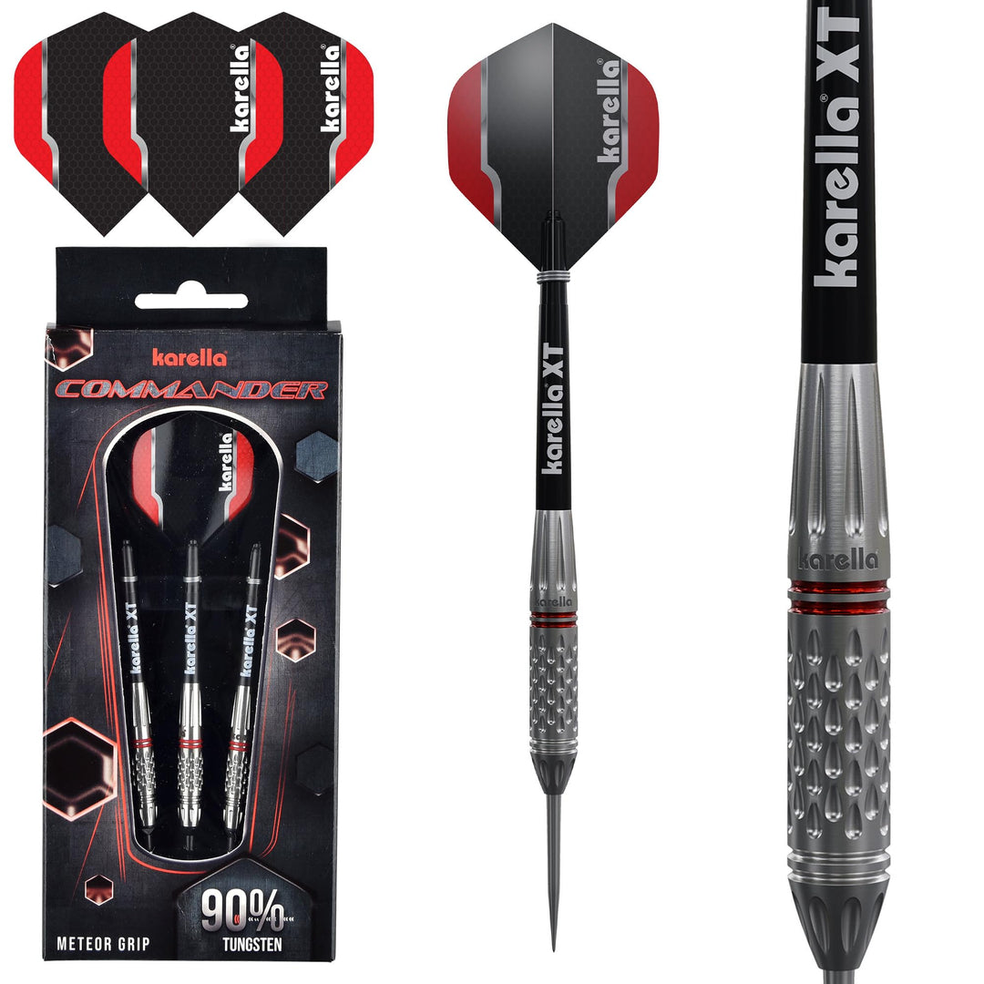 Karella Commander Steeldart und Softdart Silver, 90% Tungsten, 19, 21g, 23g, für klassisches Dartboa