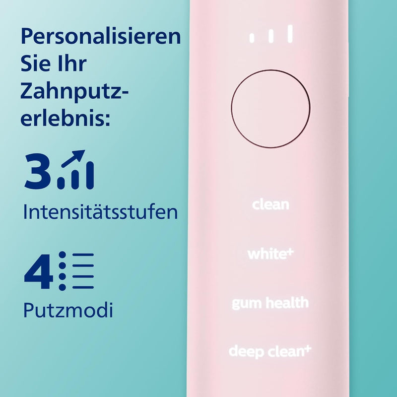 Philips DiamondClean Elektrische Zahnbürste - Schallzahnbürste mit 4 Putzprogrammen, Timer, Rosa, 1