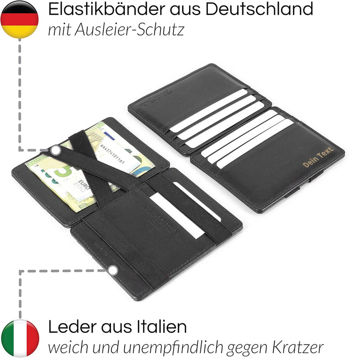 Jaimie Jacobs Flap Boy Slim mit Gravur - Das Original - Magic Wallet Magischer Geldbeutel Dünn Schma