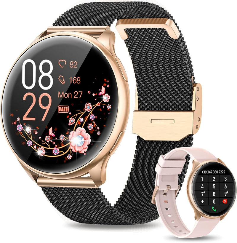 RUXINGX Smartwatch Damen mit Telefonfunktion, 1,32 Zoll HD Voll Touchscreen, IP68 Fitness Tracker mi