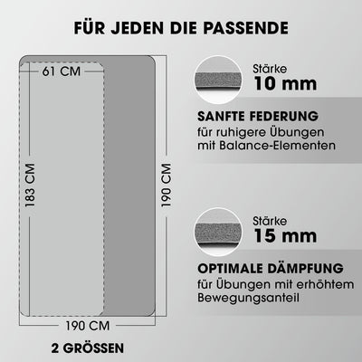 #DoYourFitness Fitnessmatte rutschfest | 183x61cm oder XXL 190x100cm | 0,8-2cm hoch | Gelenkschonend