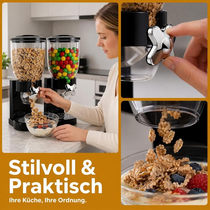 2er Set Müslispender 2L, luftdicht, für Müsli Cornflakes Reis Getreide | Kunststoff, für Vorratsorga