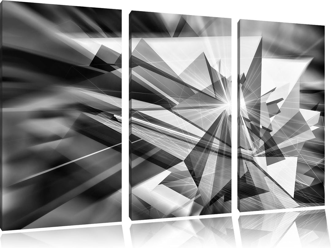 Pixxprint Monocrome, Abstrakt grünes EIS 3-Teiler Leinwandbild 120x80 Bild auf Leinwand