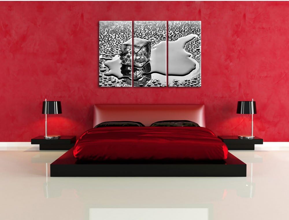 Pixxprint Beeren Eiswürfel als Leinwandbild/Grösse: 3 Teilig (120x80) / Wandbild/Kunstdruck/fertig b