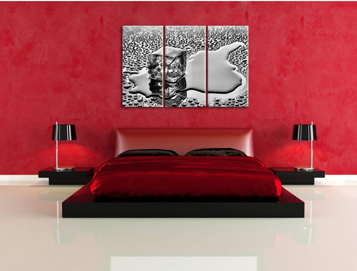 Pixxprint Beeren Eiswürfel als Leinwandbild/Grösse: 3 Teilig (120x80) / Wandbild/Kunstdruck/fertig b