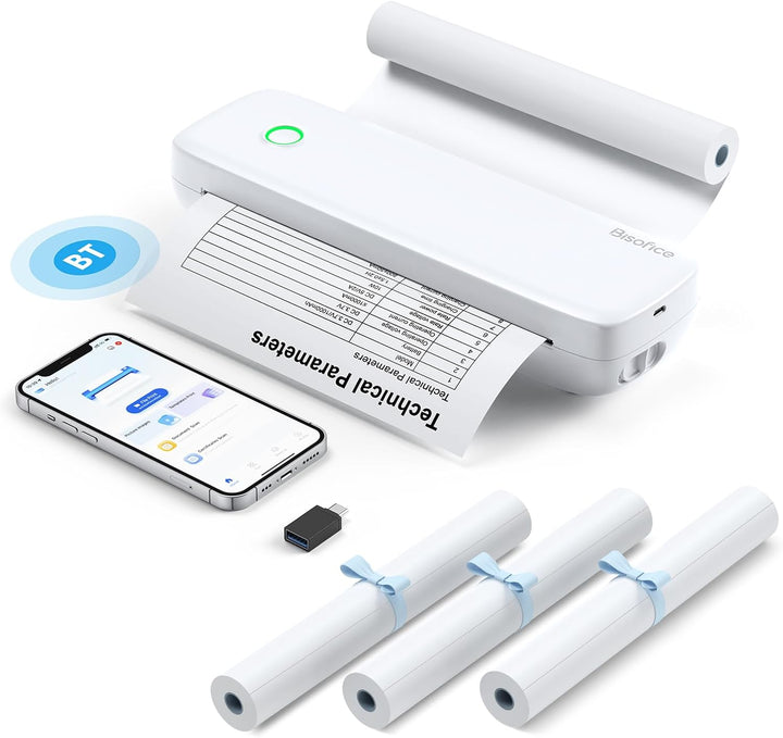 Bisofice L81 Mobiler Tragbarer Drucker Bluetooth Thermodrucker A4 Mobiler Drucker A4 Klein Kompakt P