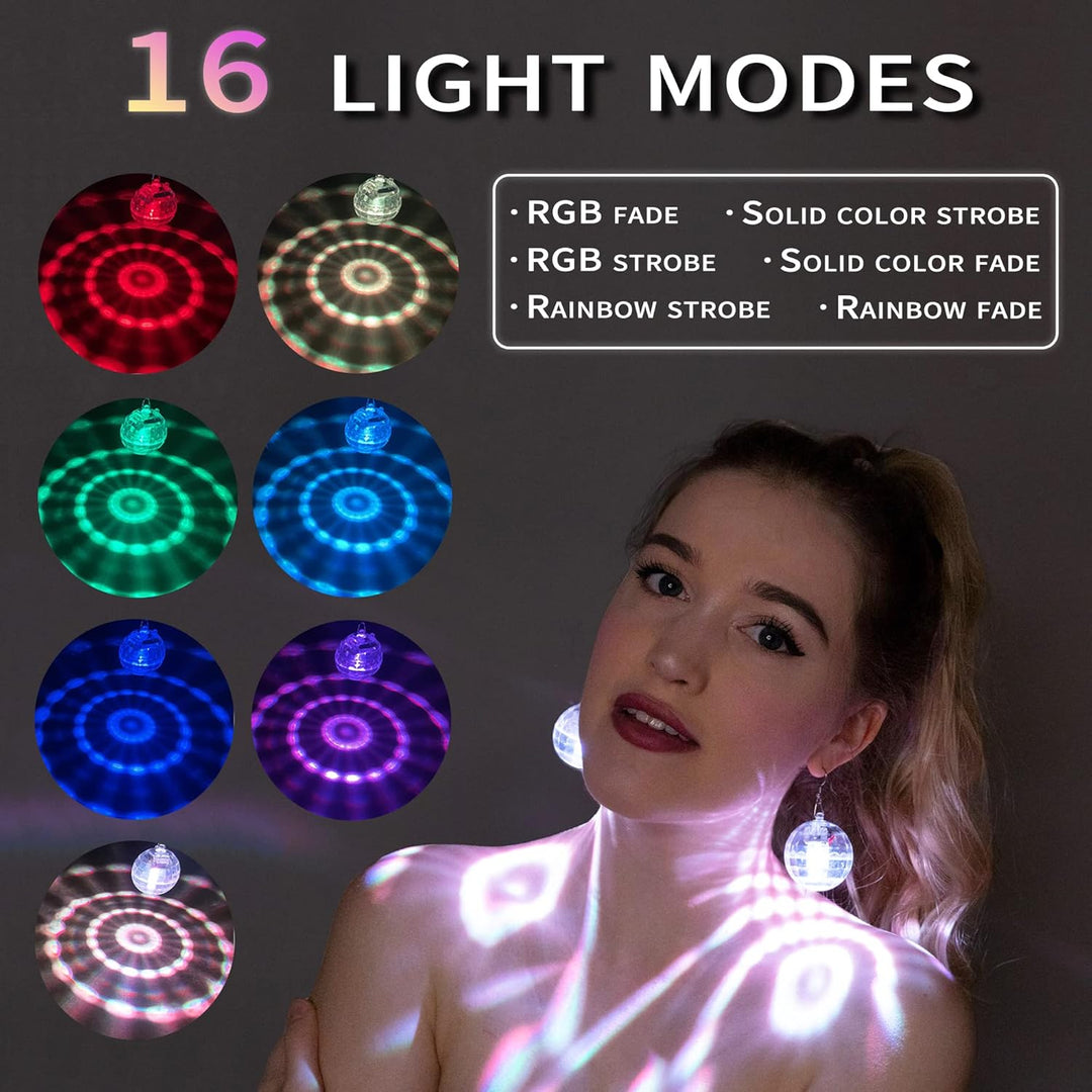 LED Ohrringe Disco Ball Ohrringe 7 RGB Licht Projektion Licht Ohrringe für Frauen Wiederaufladbare L