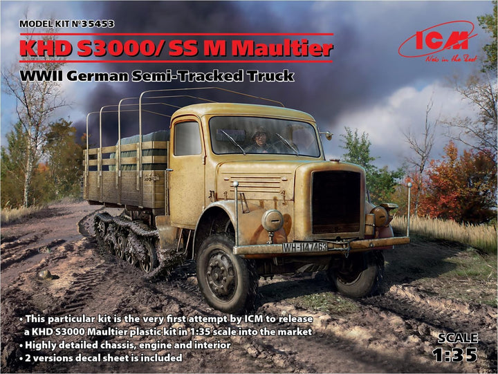 ICM 35453 Modellbausatz KHD S3000/SS M Maultier WWII German Semi-Tracked Truck, Schwarz
