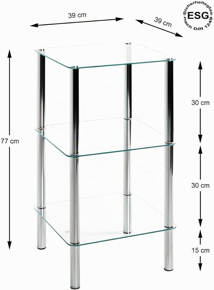 HAKU Möbel Regal, Metall, chrom, B 39 x T 39 x H 77 cm 39 x 39 x 77 cm Chrom, 39 x 39 x 77 cm Chrom