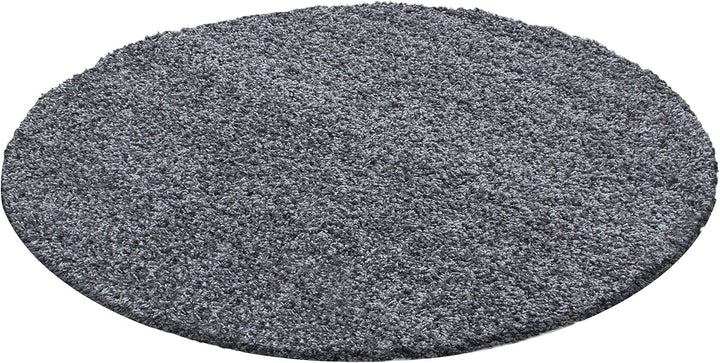 Teppium Hochflor Teppich Wohnzimmer Shaggy 120 cm Rund Grau - Flauschiger Teppich Extra Weich, Wasch