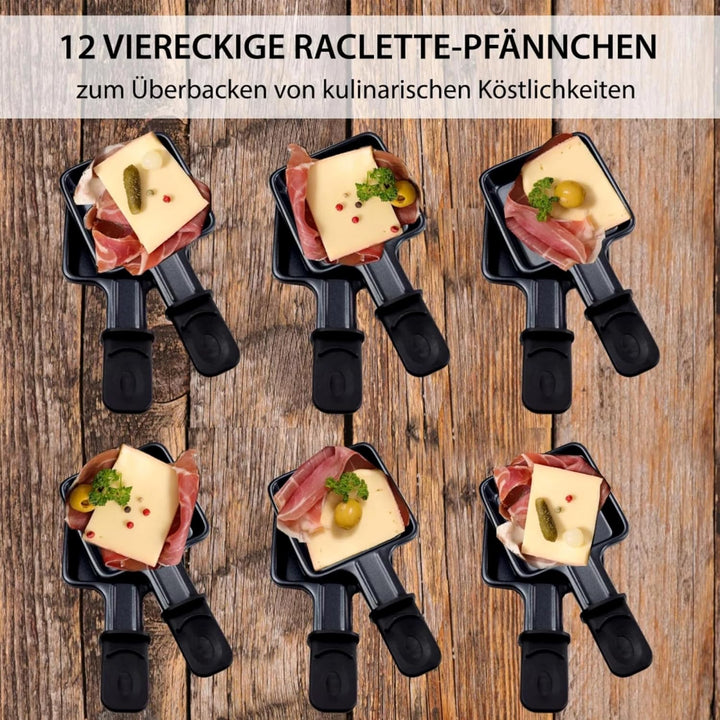 Syntrox Raclette Grill 12 Personen, 1350W Multifunktion 4-in-1 mit Heisser Stein Grillplatte Pancake