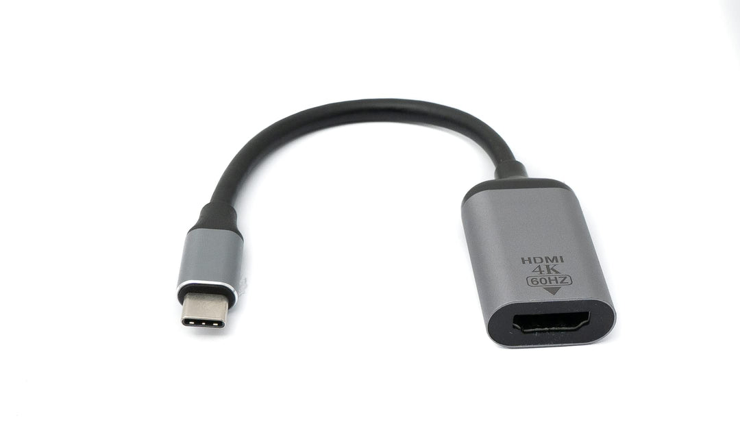 System-S HDMI Kabel 15 cm 4K Standard Buchse zu USB 3.1 Typ C Stecker Adapter in Grau