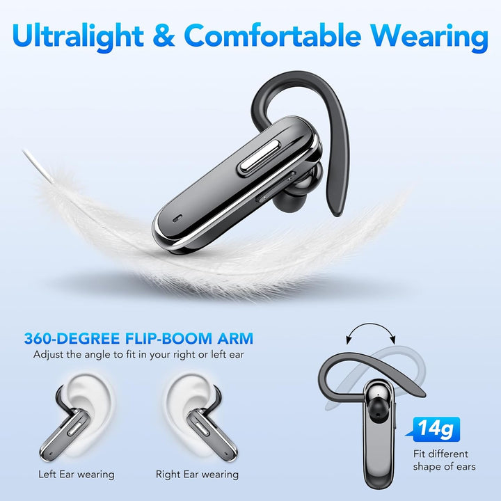 Bluetooth Headset,Wireless Freisprech Telefon mit Dual Mic 5.3 Freisprech-Bluetooth-Ohrhörer mit 25