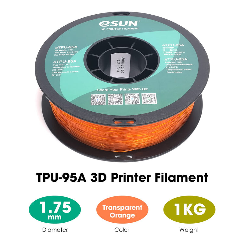 eSUN Flexibles TPU Filament 1.75mm, 3D Drucker Filament TPU-95A, Massgenauigkeit +/- 0.05mm, 1kg Spu